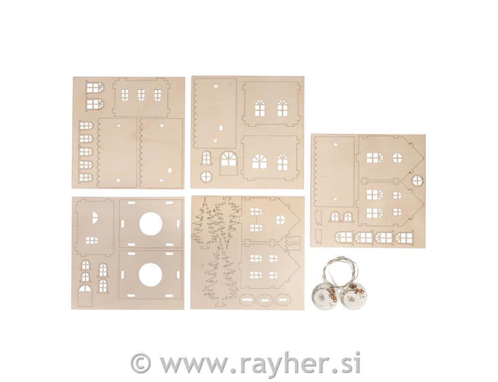 Lesena sestavljanka Hišici 48 delna