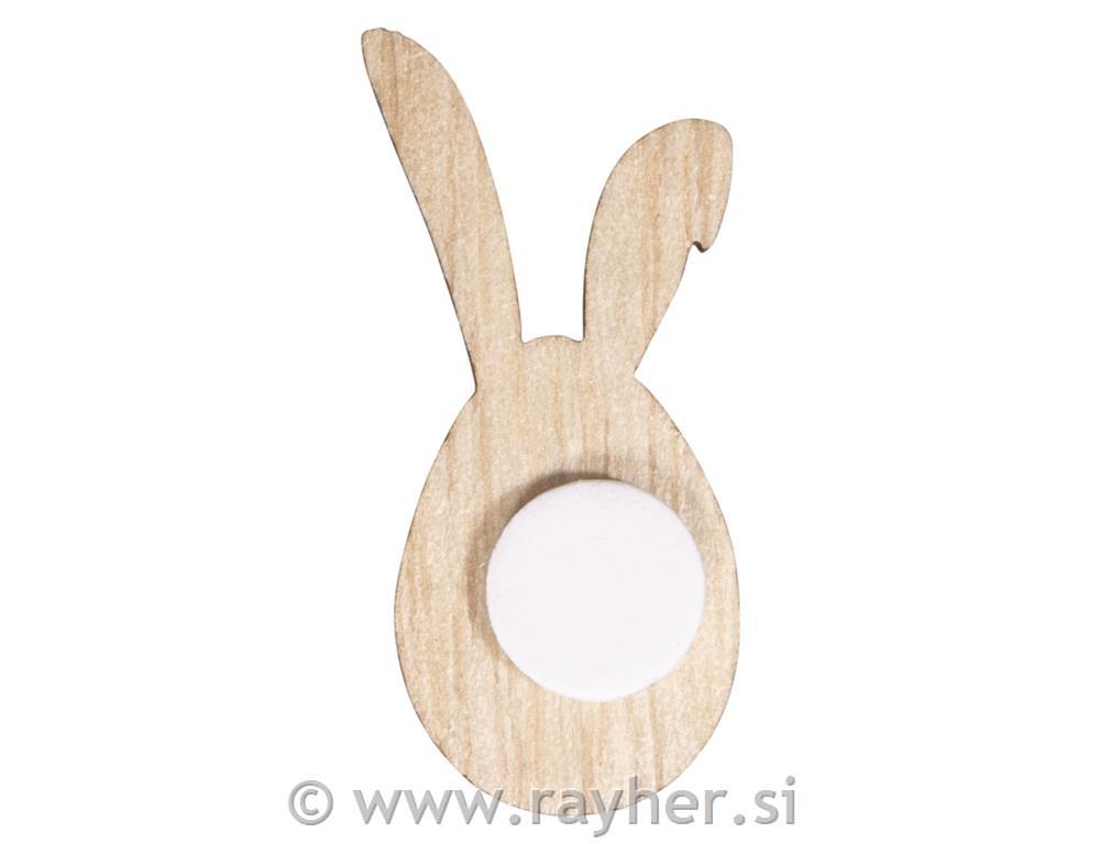 Wooden shapes Bunny, FSC Mix Credit3-3.7cm, tab-bag 12pcs, coloured