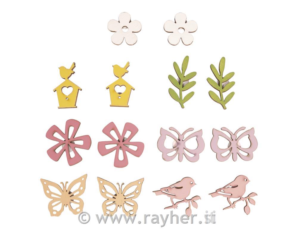 Leseni okraski Na travniku, 2,6-4,3cm 14 kosov