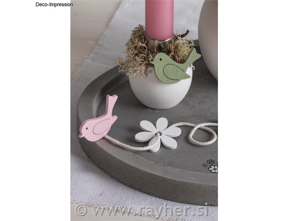 Leseni okraski Ptički, rožice, metulji, set 14