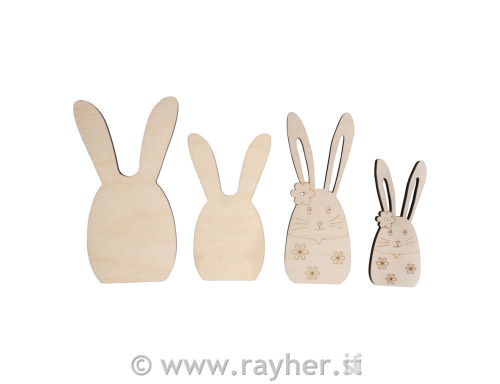 Wood decor Easter bunny, FSC Mix Credit8.7-12.4cm, 6mm thick, tab-bag 4pcs, nat