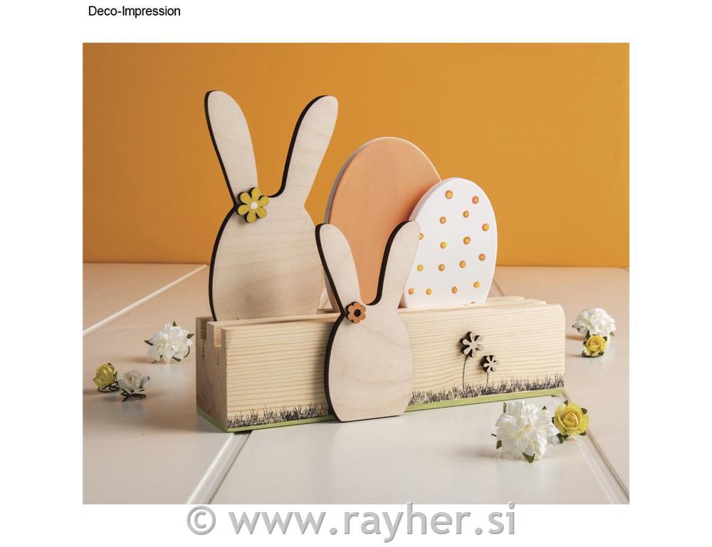 Wood decor Easter bunny, FSC Mix Credit8.7-12.4cm, 6mm thick, tab-bag 4pcs, nat