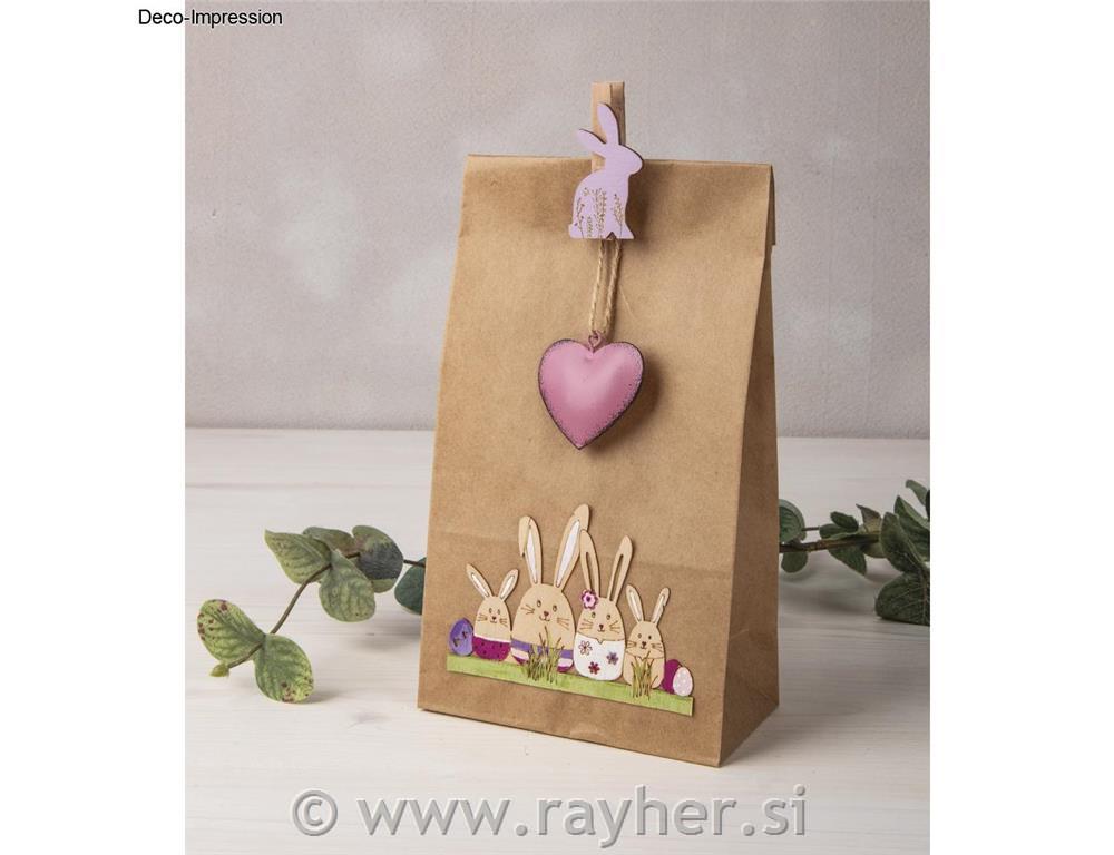 Veneer wood Easter bunnies&friends3.9-8.8cm, 1mm thick, tab-bag 14pcs, nat