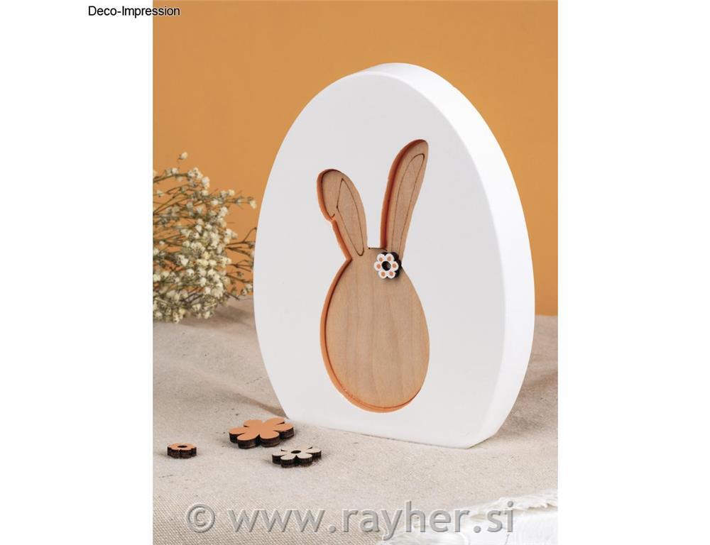 Veneer wood Easter bunnies&friends3.9-8.8cm, 1mm thick, tab-bag 14pcs, nat