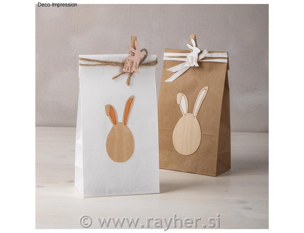 Veneer wood Easter bunnies&friends3.9-8.8cm, 1mm thick, tab-bag 14pcs, nat