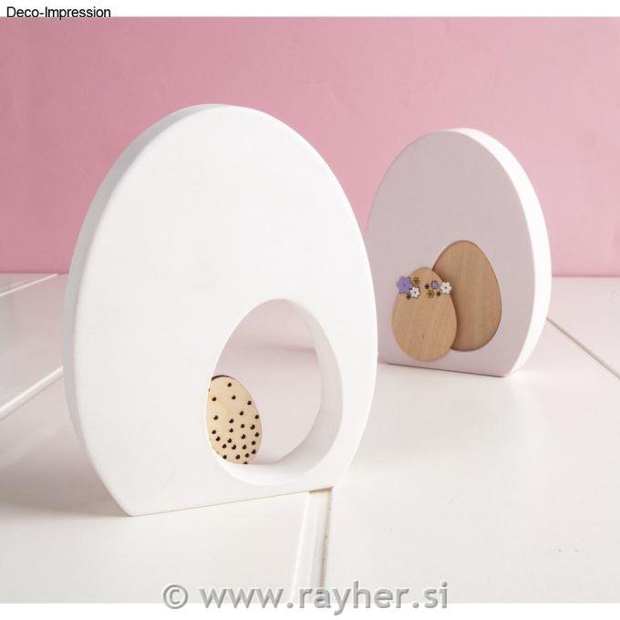 Okraski iz furnirja Velikonočna jajca, 2-8 cm, deb. 1mm, 18 kosov