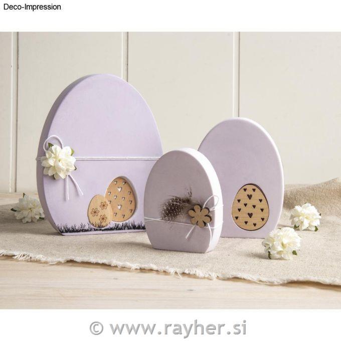 Okraski iz furnirja Velikonočna jajca, 2-8 cm, deb. 1mm, 18 kosov