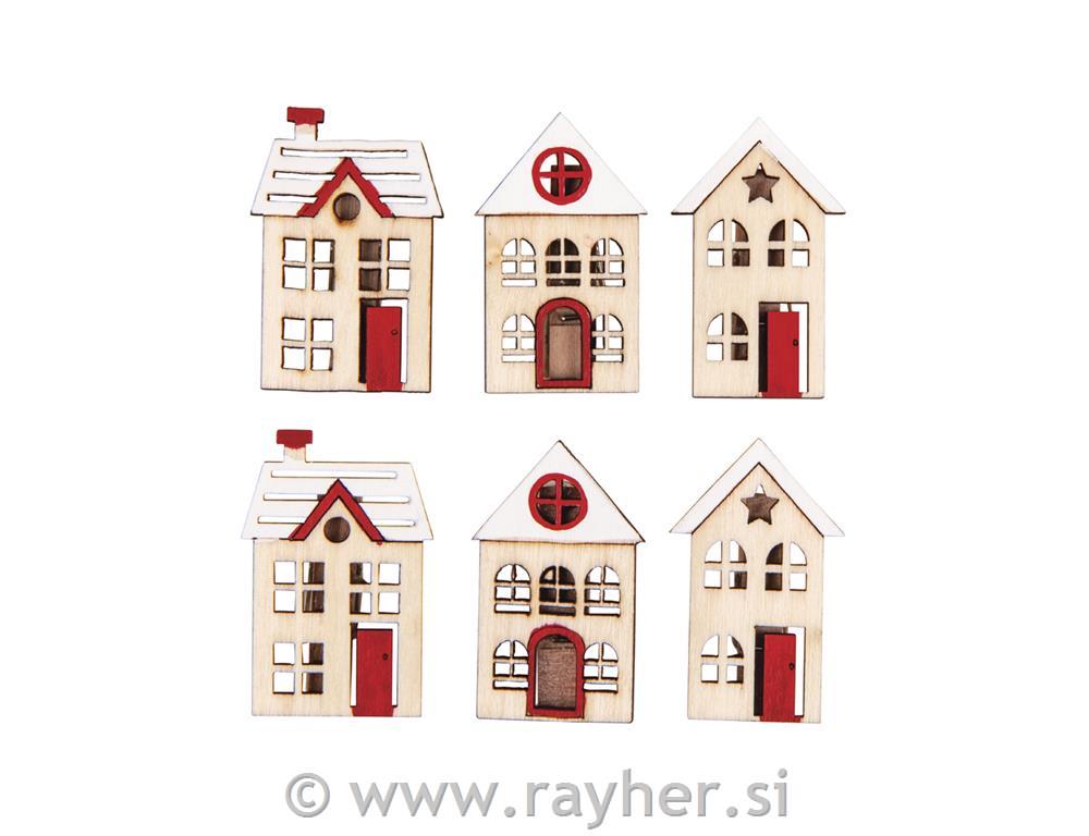 Hišice, ščipalke 2.6/2.9x4.3cm, 6 kom