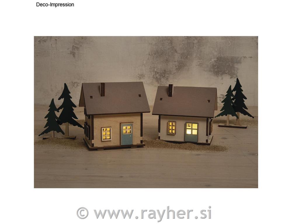 Leseni set za izdelavo hišic z lučkami, 46-delni