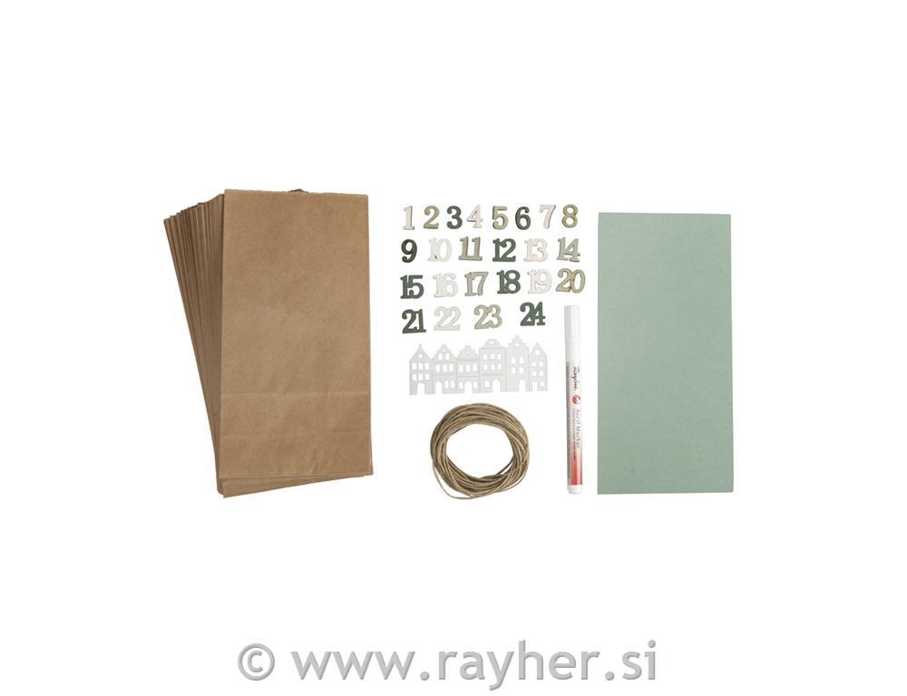 Advent calendar incl. Numbers 1-24, H 21 cm, nordic houses, 1set