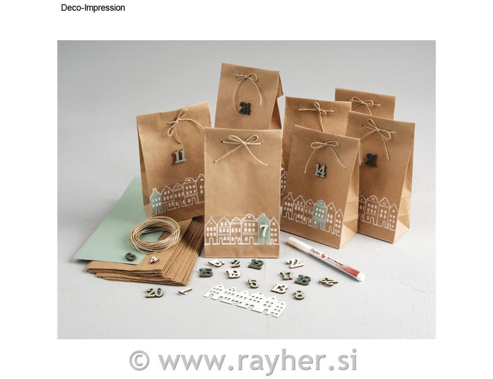 Advent calendar incl. Numbers 1-24, H 21 cm, nordic houses, 1set