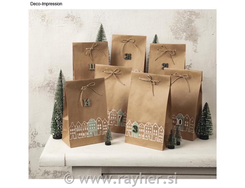 Advent calendar incl. Numbers 1-24, H 21 cm, nordic houses, 1set