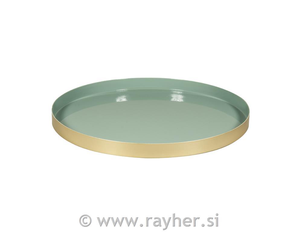 Kovinski pladenj, 30 cm, evkaliptus, dvobarven, z gumijastimi penastimi podložka