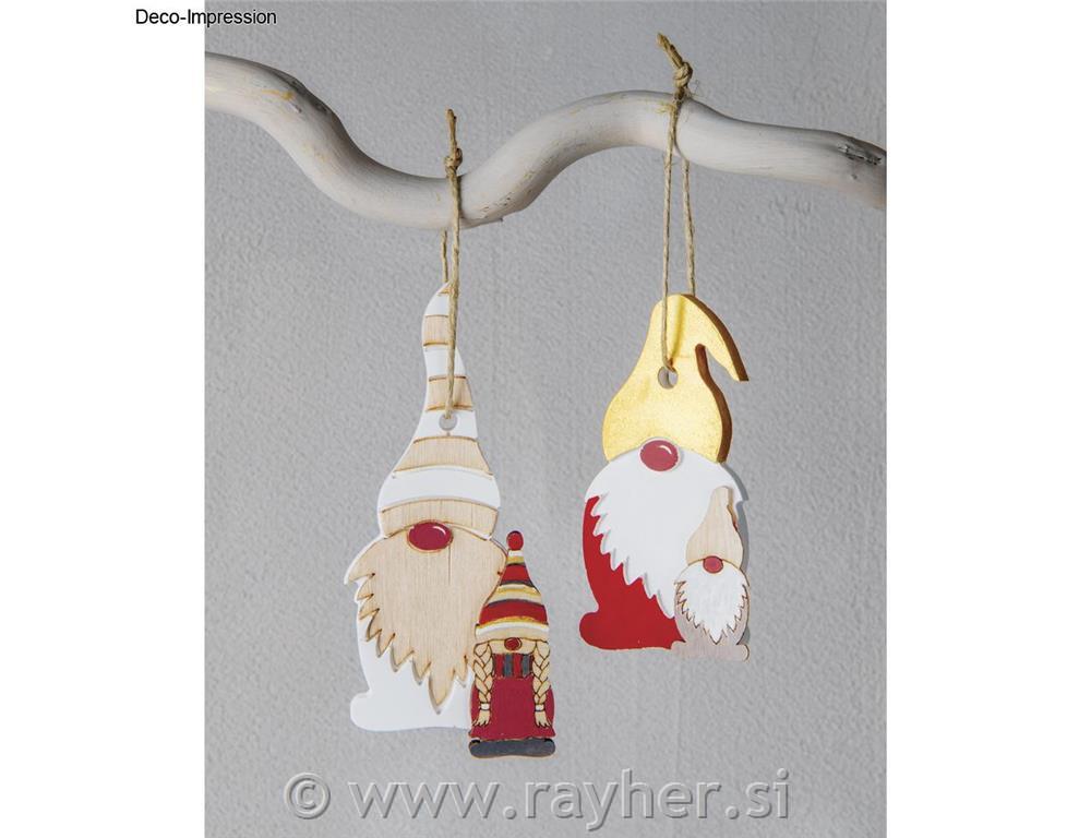 Veneer wood gnome family, natural, 3.6-9cm, 1mm thick, 18pcs