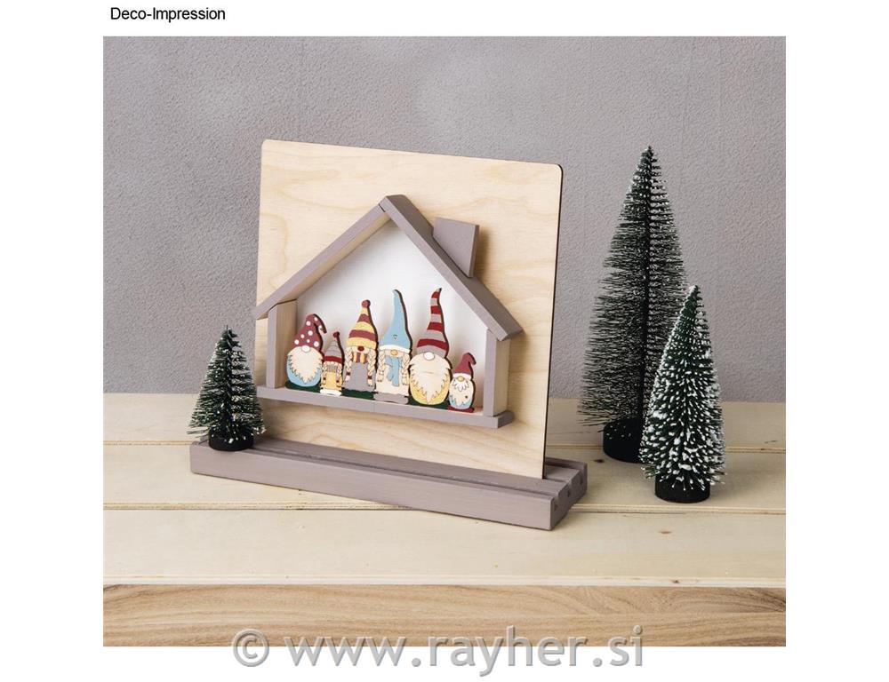 Wooden strip Gnome family,natural, 9.2x5.4 + 13.2x5.4cm, 2pcs