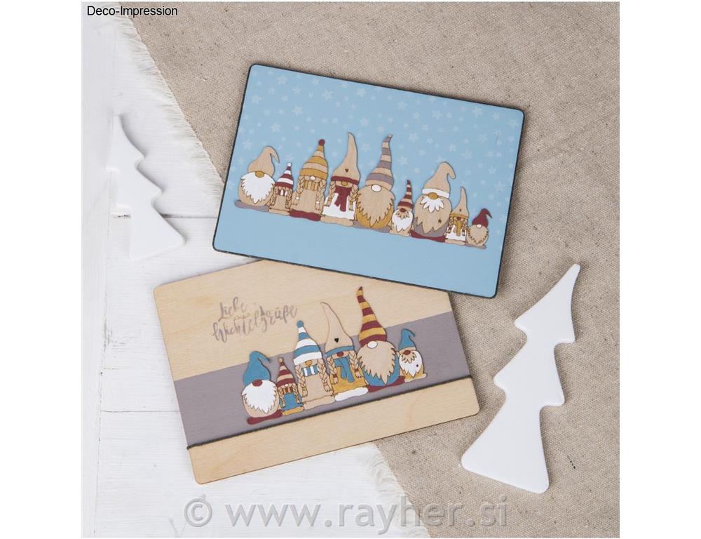 Wood veneer strip Gnome family, natural, 2x9.2x5.4+13.2x5.4cm each, 4pcs