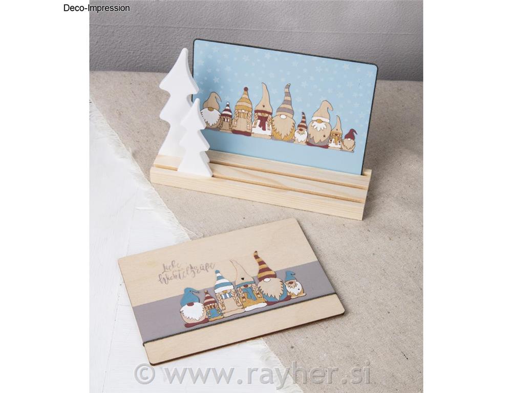 Wood veneer strip Gnome family, natural, 2x9.2x5.4+13.2x5.4cm each, 4pcs