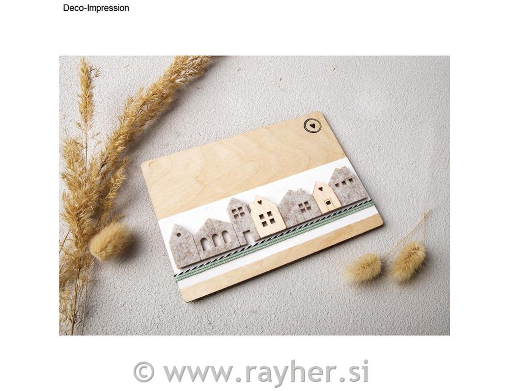 Felt strip Nordic + Mini houses, 3.4-4.2cm + adhesive dot, 4pcs