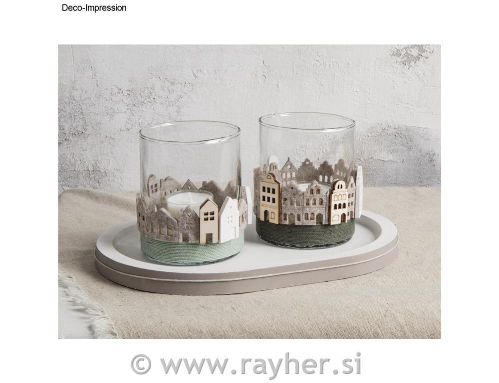 Felt strip Nordic + Mini houses, 3.4-4.2cm + adhesive dot, 4pcs