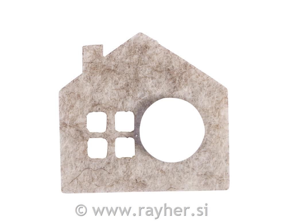 Felt shapes to scatter Mini House, 2.5-3.5cm + adhesive dot, 14pcs