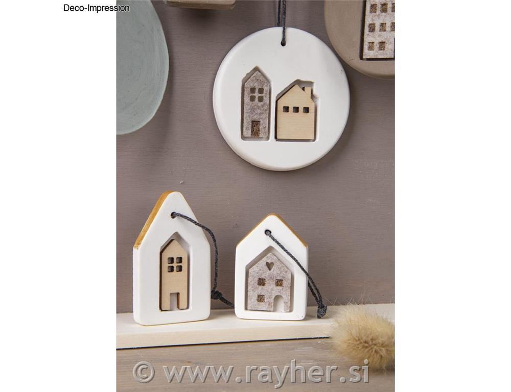 Felt shapes to scatter Mini House, 2.5-3.5cm + adhesive dot, 14pcs