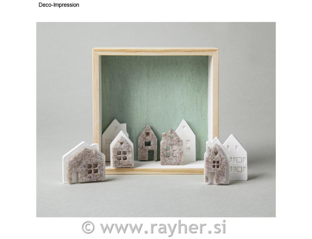 Felt shapes to scatter Mini House, 2.5-3.5cm + adhesive dot, 14pcs