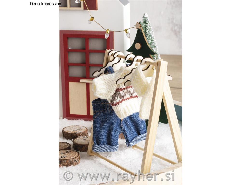 Mini stojalo za obleke z obešalniki, 11.5x12cm