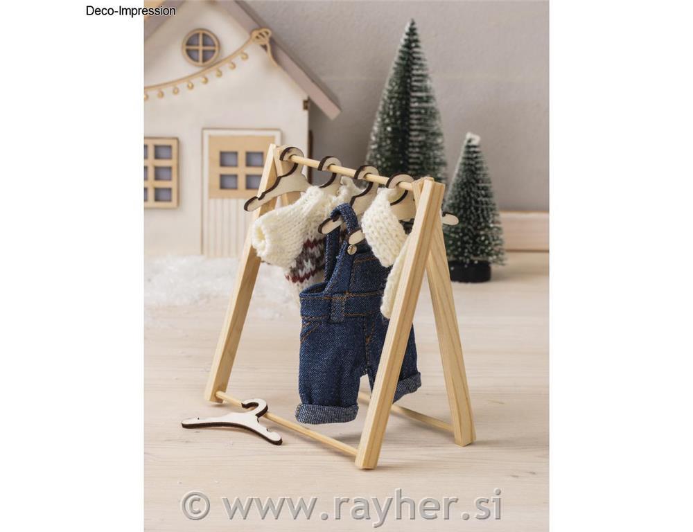 Mini stojalo za obleke z obešalniki, 11.5x12cm