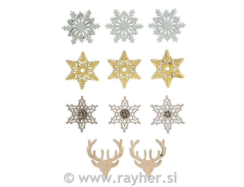 Leseni okraski Zima, set 11