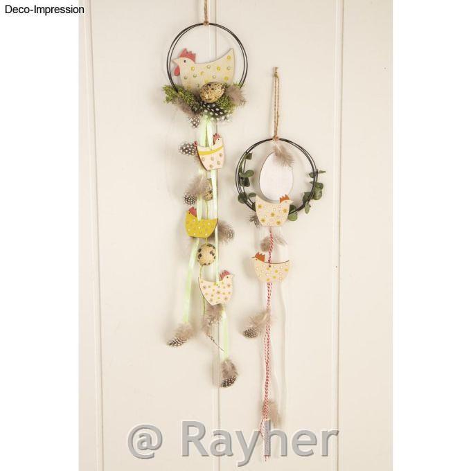 Wire ring, 10 cm o, 3-ply, black, fittedwith a jute cord for hanging up