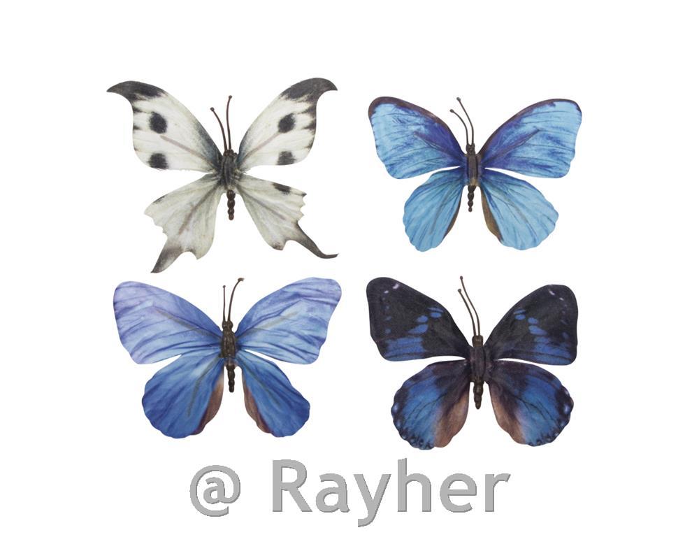 Metulji 3D, tekstil, set 4, modri