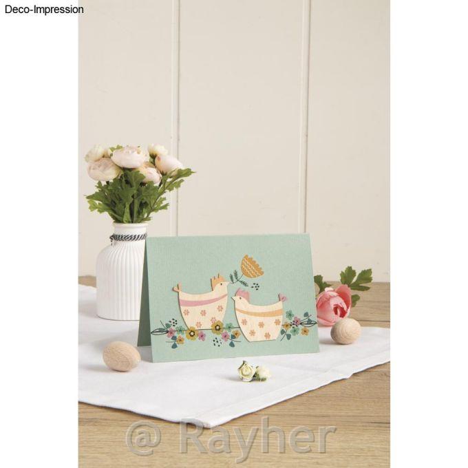 Leseni okraski kokoške in petelini, 5-8 cm, deb.1 mm, 8 kosov