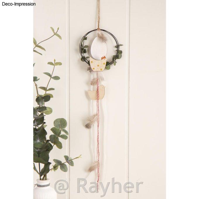 Leseni okraski obešanka kokoške in petelini, 5-8 cm + 2,5 m vrvica 16 kosov