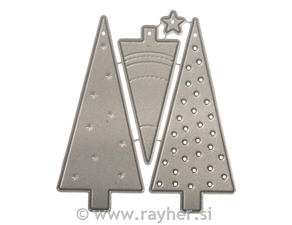 Set of punch templates: Xmas Tree0.7x0.7cm-3x6.9cm, tab-bag 4pcs