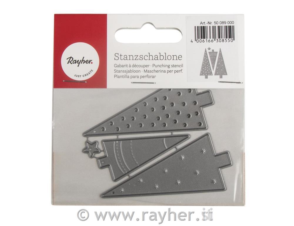 Set of punch templates: Xmas Tree0.7x0.7cm-3x6.9cm, tab-bag 4pcs