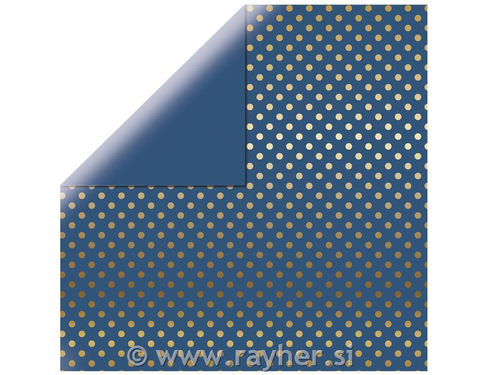 Scrapbooking papir Pike zlata folija 30,5x30,5cmkrem moder