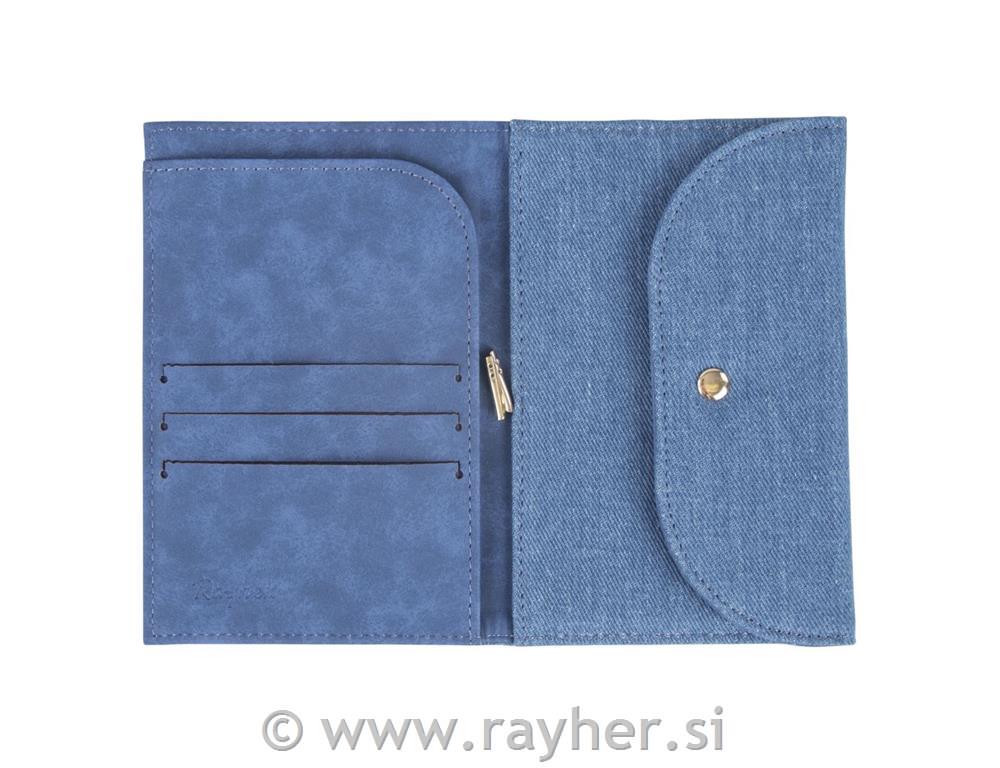 Ovitek Traveler´s Wallet, denim moder, 16x11cm