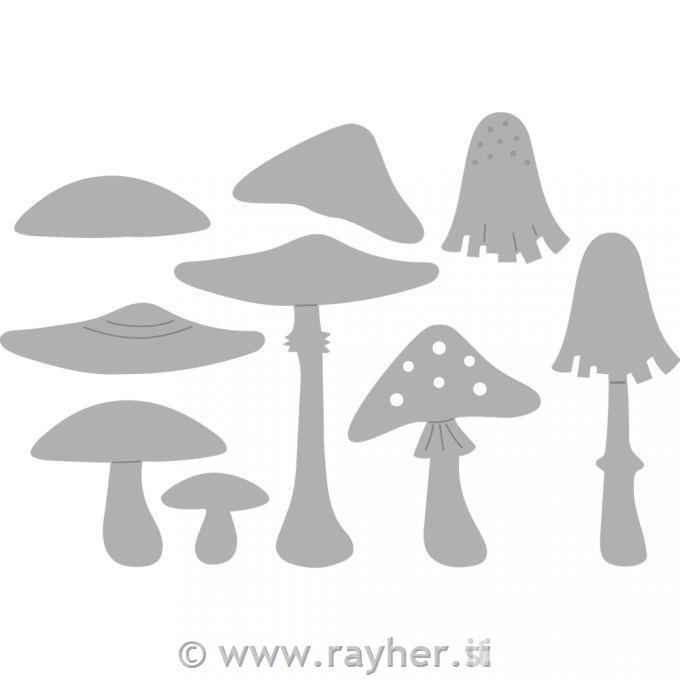 Rezalne šablone Gobice 9 delna 1,6-3,9 cm x 0,9-5,0 cm