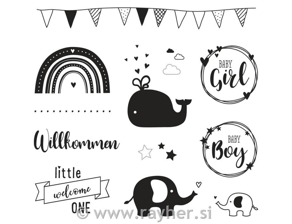Clear Stamps "Willkommen Baby", 102.5x97