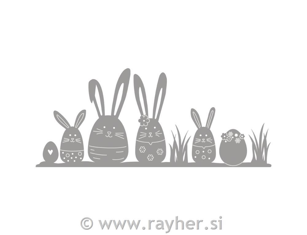 Punch template Bunny family, 12.1x5.2cm,1-piece, tab-bag