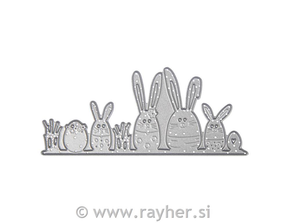 Punch template Bunny family, 12.1x5.2cm,1-piece, tab-bag