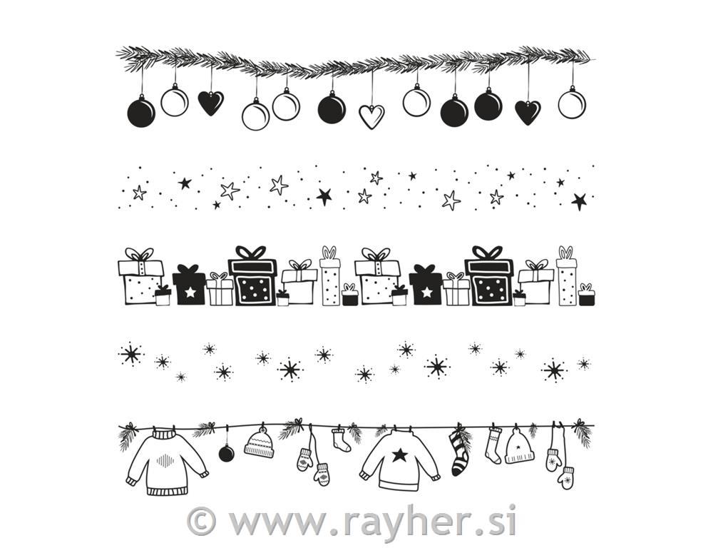 Clear Stamps - Christmas border trims, 102.5x97mm, 5 motifs, 1sheet
