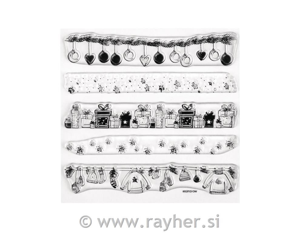 Clear Stamps - Christmas border trims, 102.5x97mm, 5 motifs, 1sheet