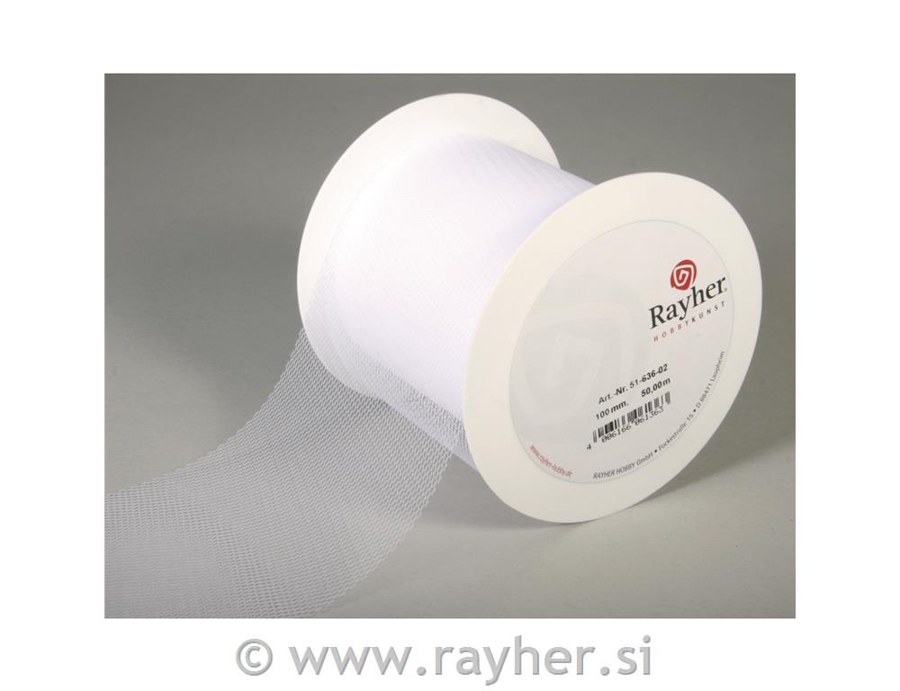 Tulle ribbon, white, 10 cm, roll 50 m