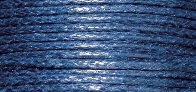 Cotton cord, waxed, dark blue, 1 mm, tab