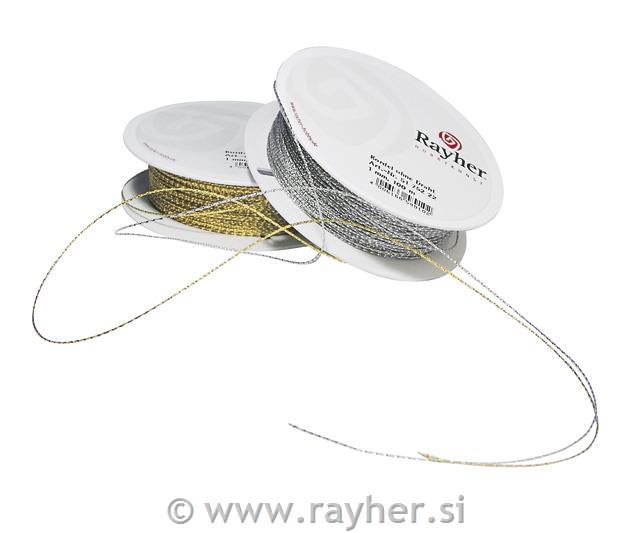 Cord, without wire, gold, 1 mm, roll 100