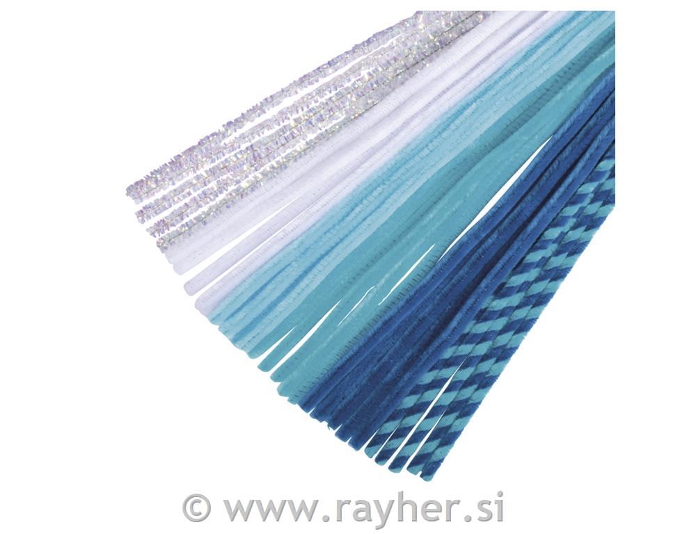 Chenille wire mix, true blue, 0.9x30cm,6