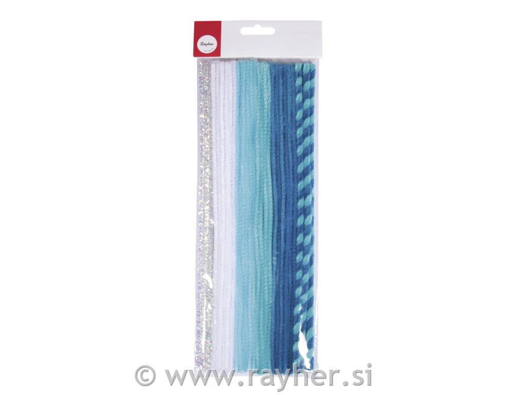 Chenille wire mix, true blue, 0.9x30cm,6