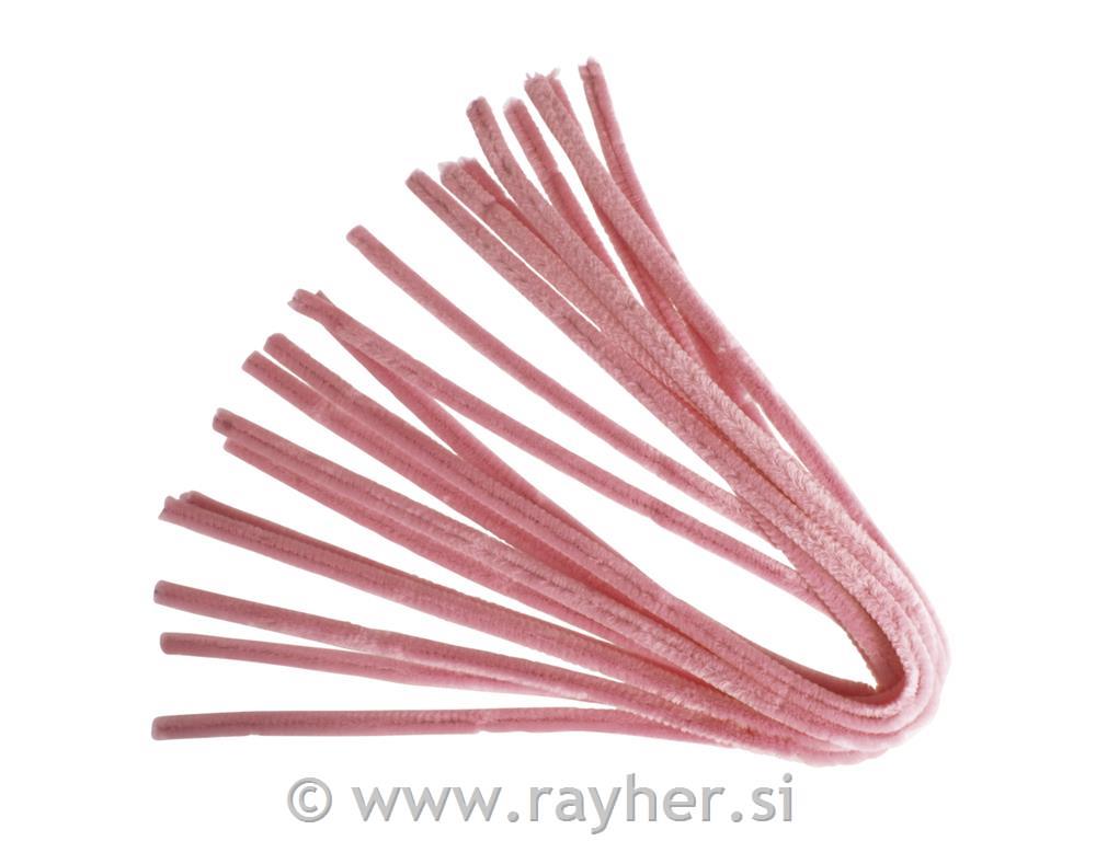 Kosmate žičke, 50 cm, svetlo roza, 10 kom., debelina 9 mm