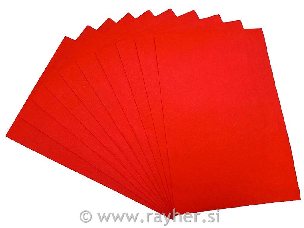 Filc A4, 0,8-1 mm, svetlo rdeč, 20x30 cm, 1 kos